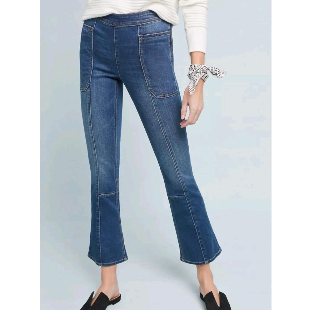 Anthropologie Pilcro Letterpress Jeans 27 Utility High Rise Cropped Bootcut Blue - Picture 2 of 9